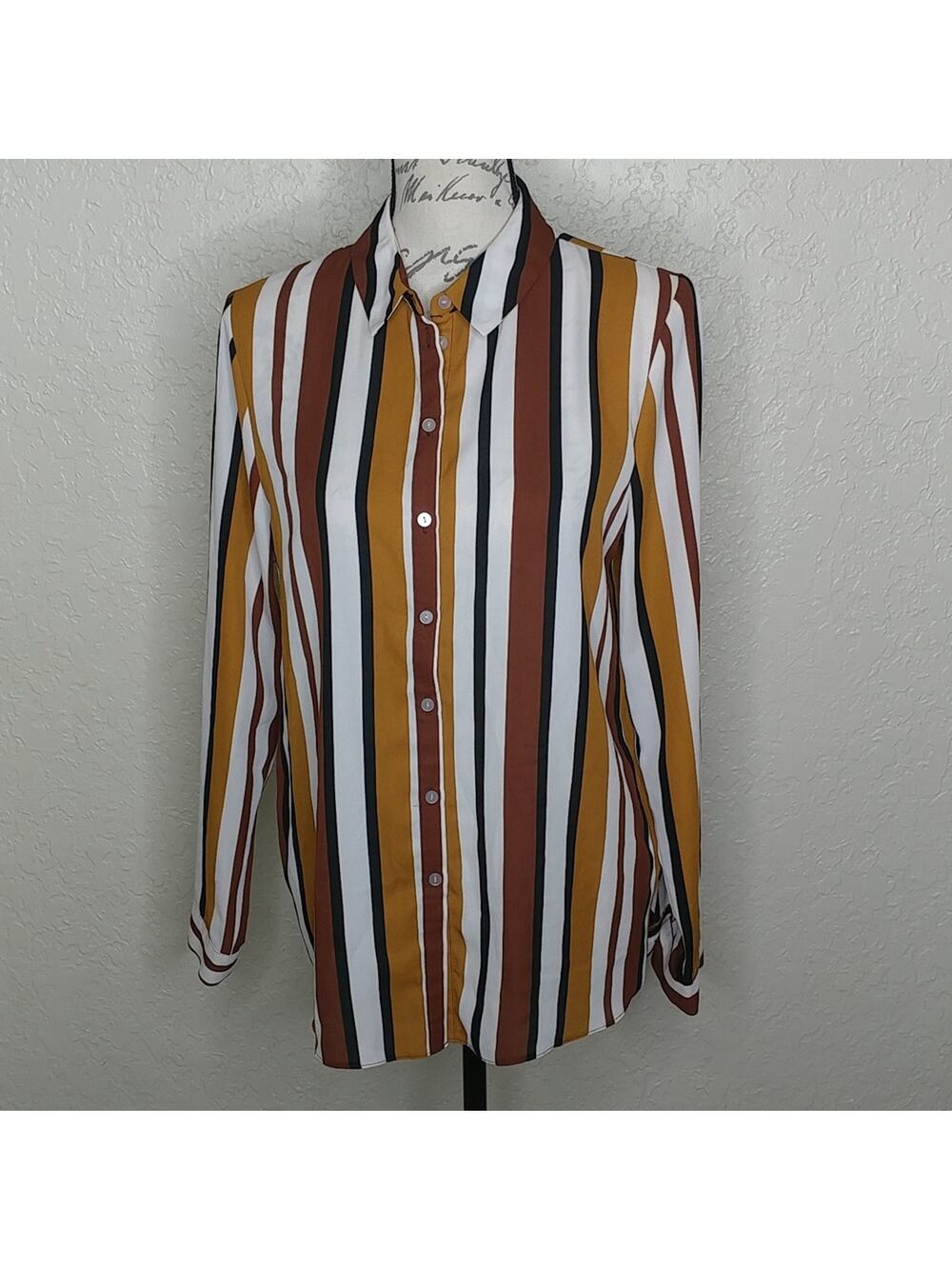 Primark Striped‎ Button Front Shirt Size 8